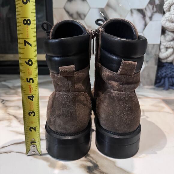 Aquatalia Women’s Lene Weatherproof Taupe Suede Combat Boots Size 9.5 Lug Soles - Picture 4 of 9